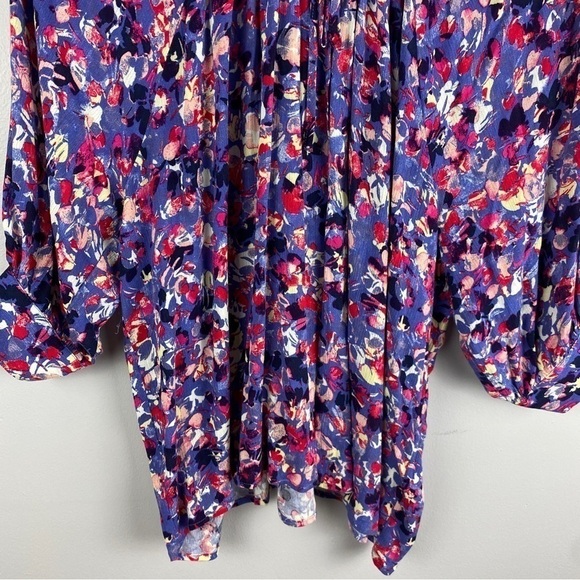 ZAC & Rachel Purple Pink Floral Boho 3/4 Sleeve Blouse Large - Picture 4 of 9
